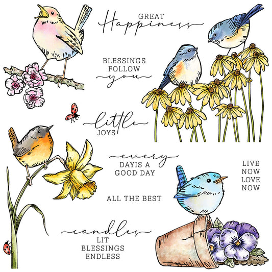 Flowers and Birds Dies & Stamps Set
