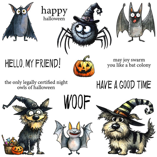 Halloween Bat Puppy Dies & Stamps Set