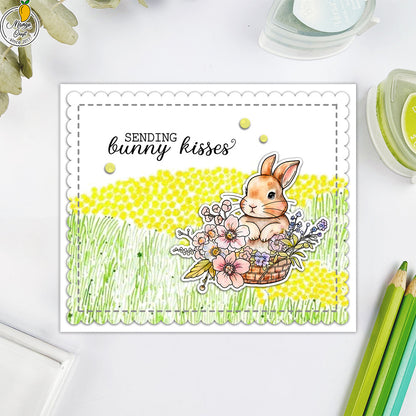 Cute Rabbit with Flowers Dies & Stamps Set