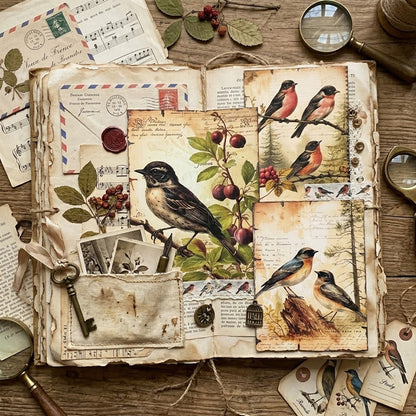 A5 Vintage Birds Journal Scrapbook Paper