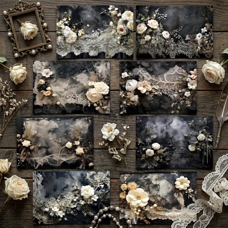 A5 Dark Lace Flowers Journal Scrapbook Paper
