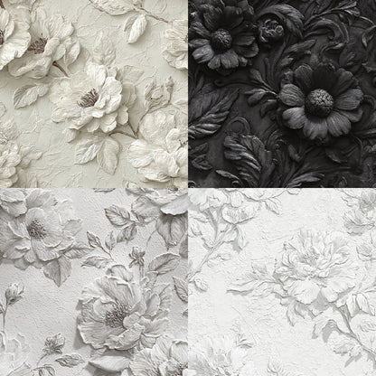 24PCS 6" Ivory Floret Scrapbook Paper & Cardstock