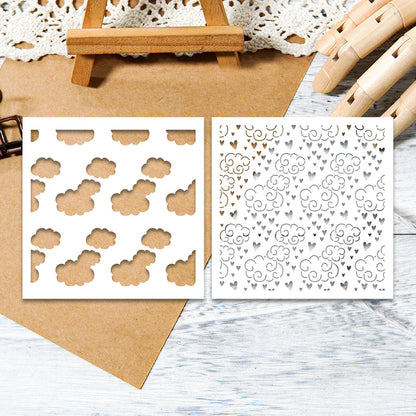 2 PCS Cloud Heart Pattern DIY Painting Hollow Stencil