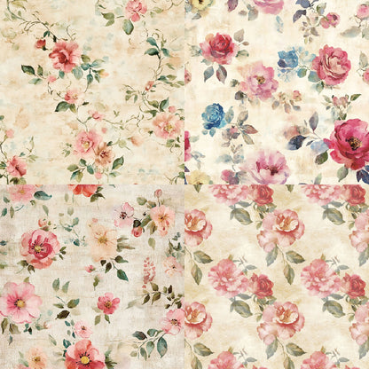 24PCS 6" Flowers Scrapbook Paper & Cardstock