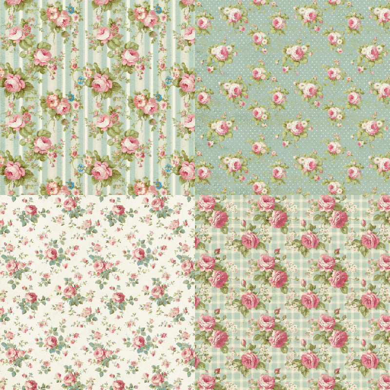 24PCS 6" Floral Print Scrapbook Paper & Cardstock