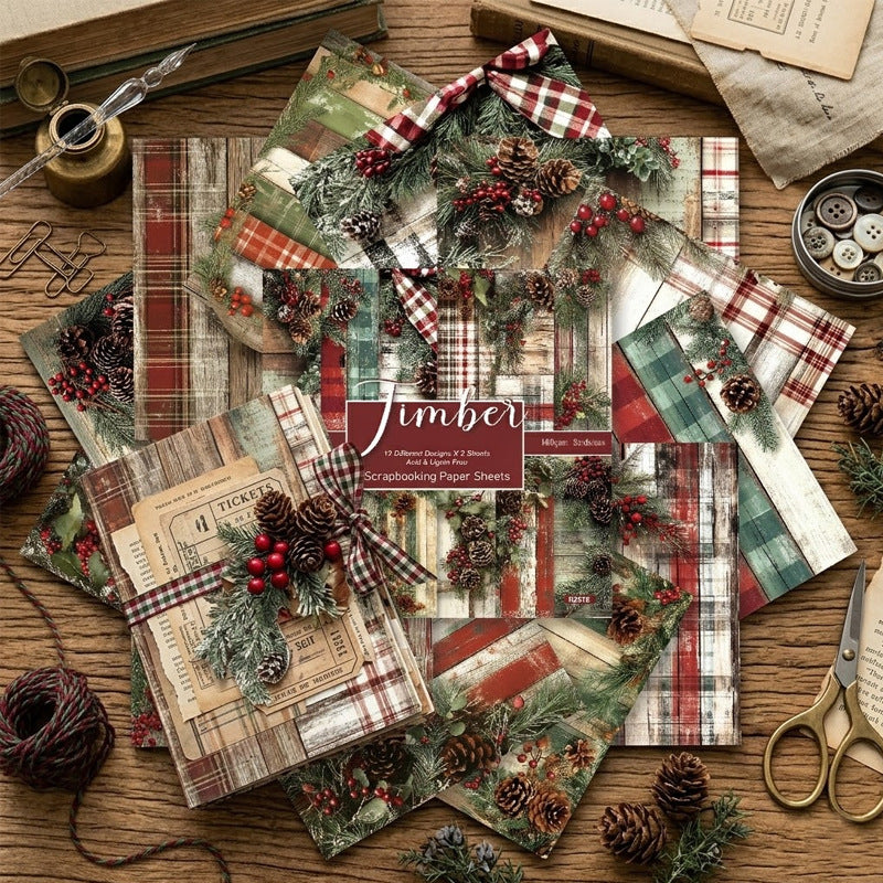 24PCS 6" Timber Scrapbook Paper & Cardstock