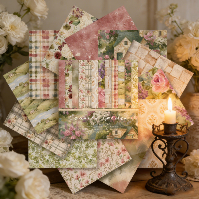 24PCS 6" Country Garden Scrapbook Paper & Cardstock