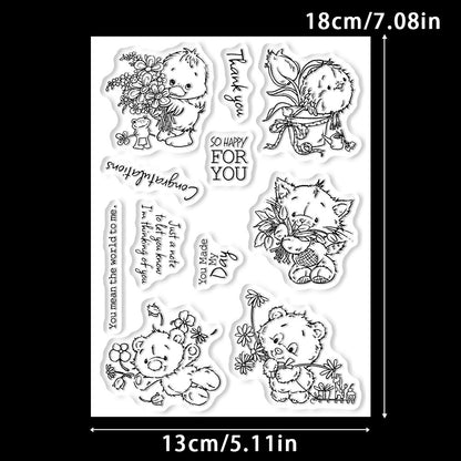 Flowers and Animals Clear Stamps
