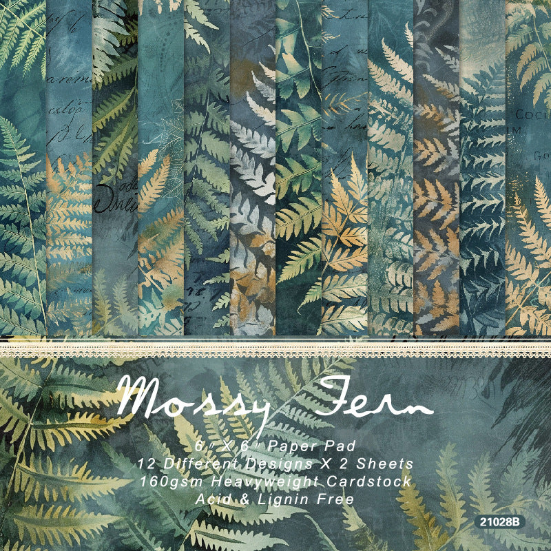 24PCS 6" Mossy Scrapbook Paper & Cardstock
