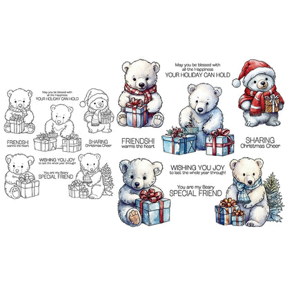 Cute Polar Bear Christmas Gift Dies & Stamps Set