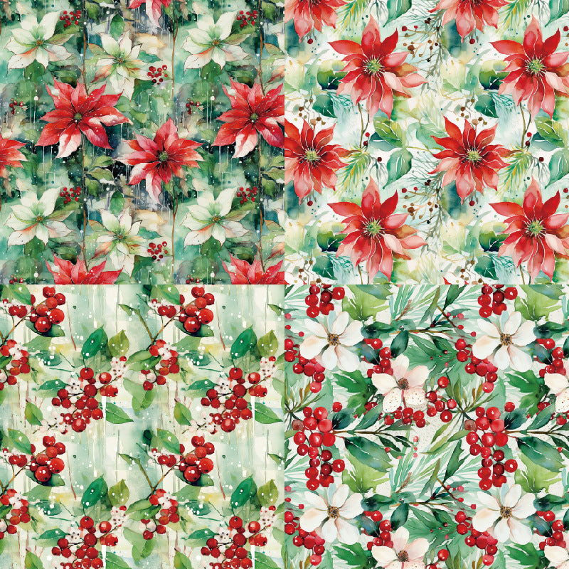 24PCS 6" Holly Christmas Scrapbook Paper & Cardstock