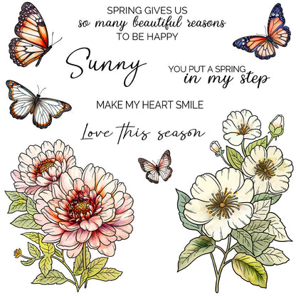 Flowers and Butterflies Dies & Stamps Set