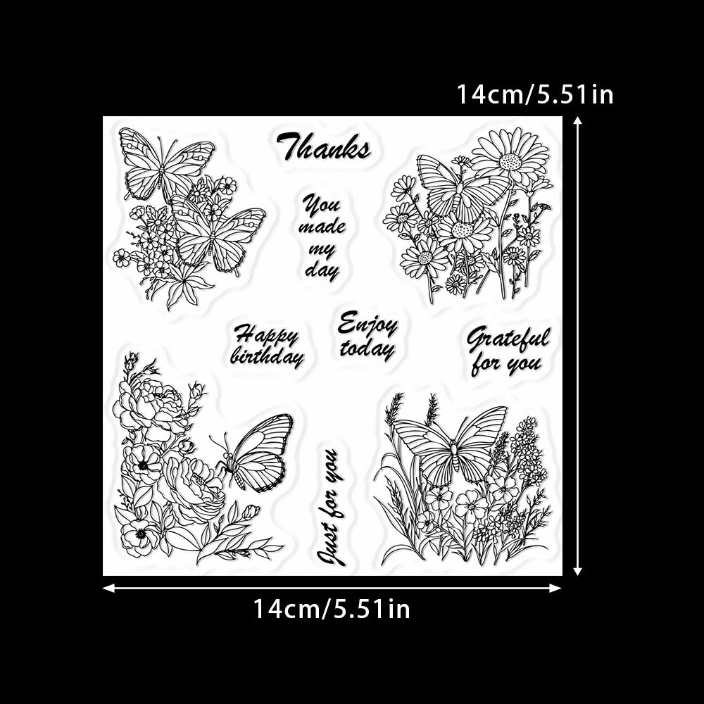 Butterfly Flowers Clear Stamps