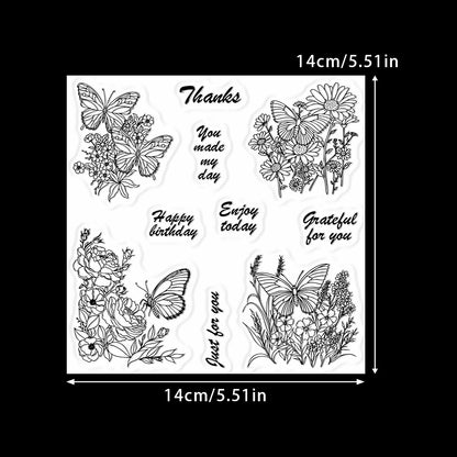 Butterfly Flowers Clear Stamps