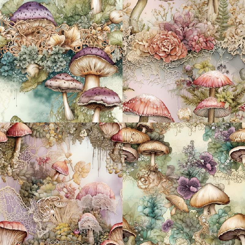 24PCS 6" Mushroom Fairy Scrapbook Paper & Cardstock