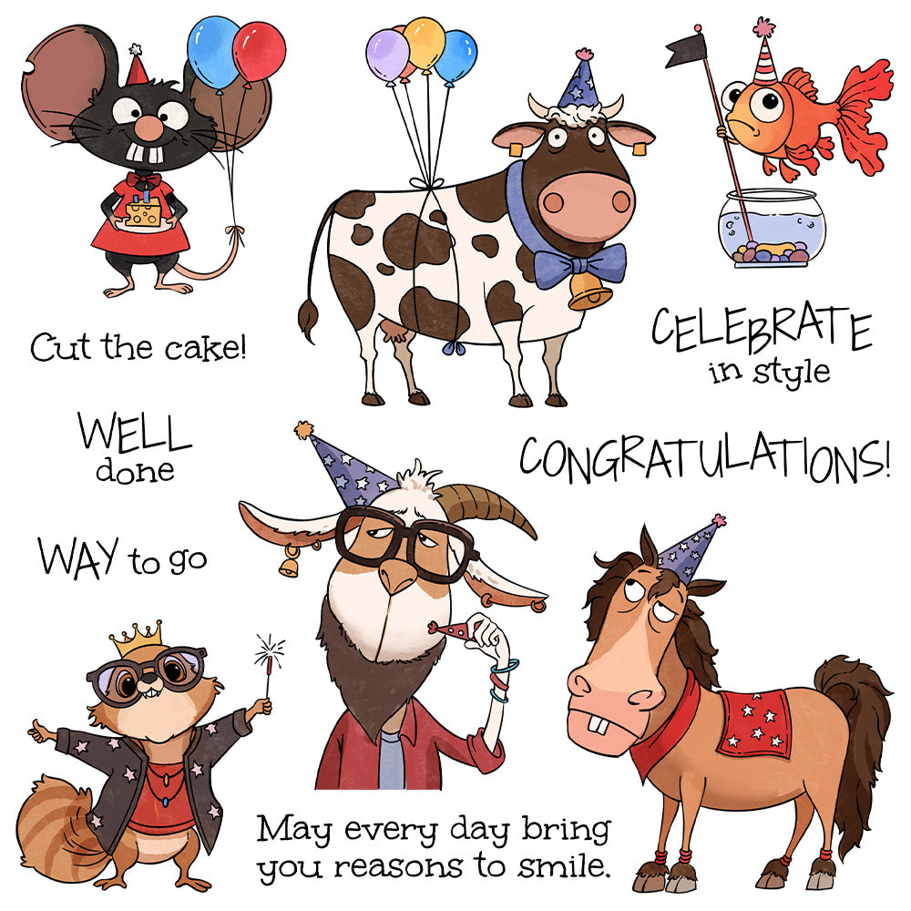 Funny Party Animals Dies & Stamps Set