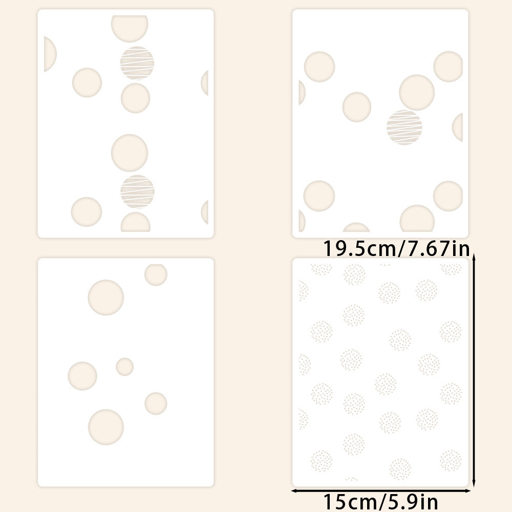4 PCS Polka Dots Pattern DIY Painting Hollow Stencil