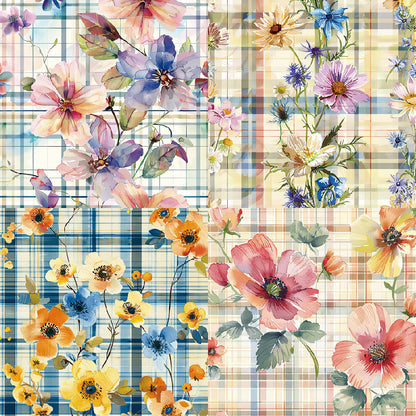 24PCS 6" Flowers Scrapbook Paper & Cardstock