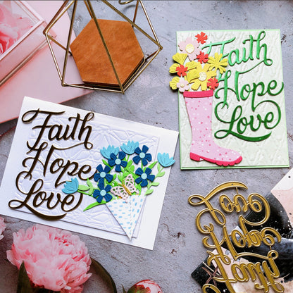 "Faith Hope Love" Words Metal Cutting Dies