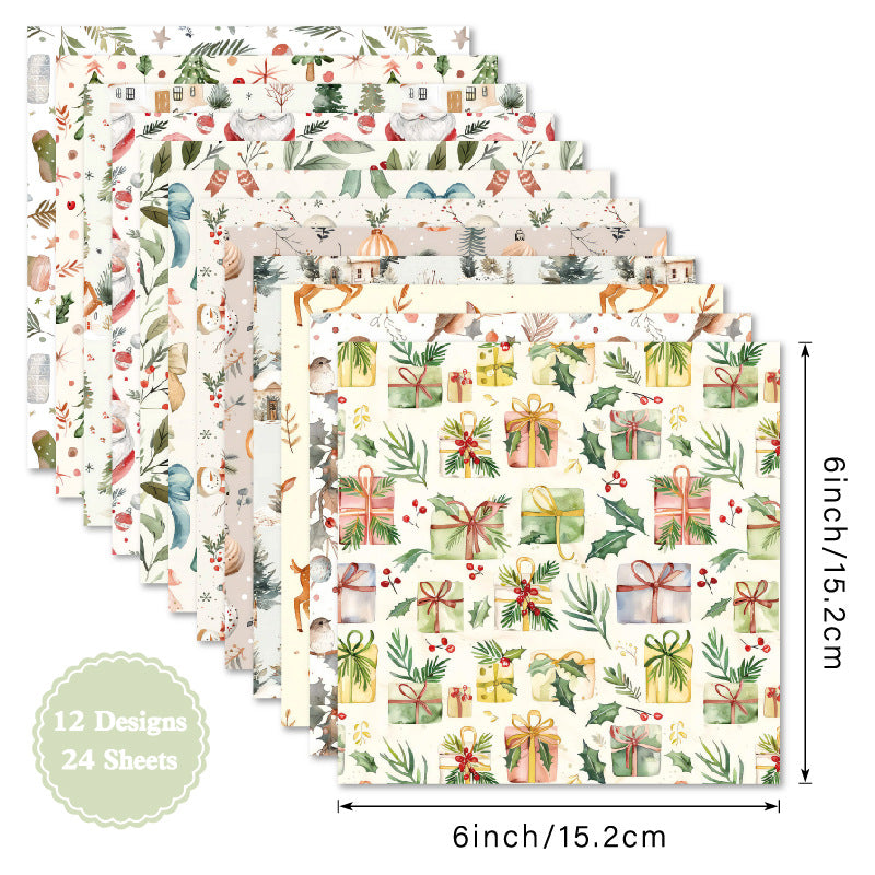 24PCS 6" Christmas Scrapbook Paper & Cardstock