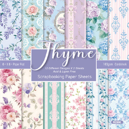24PCS 6" Thyme Scrapbook Paper & Cardstock