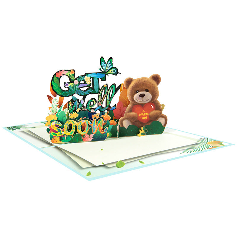 3D Creative Getwellsoon Bear Pop-Up Greeting Card