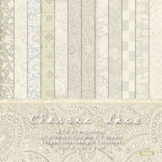 24PCS 6" Classic Lace Scrapbook Paper & Cardstock