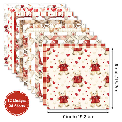 24PCS 6" Adore Scrapbook Paper & Cardstock
