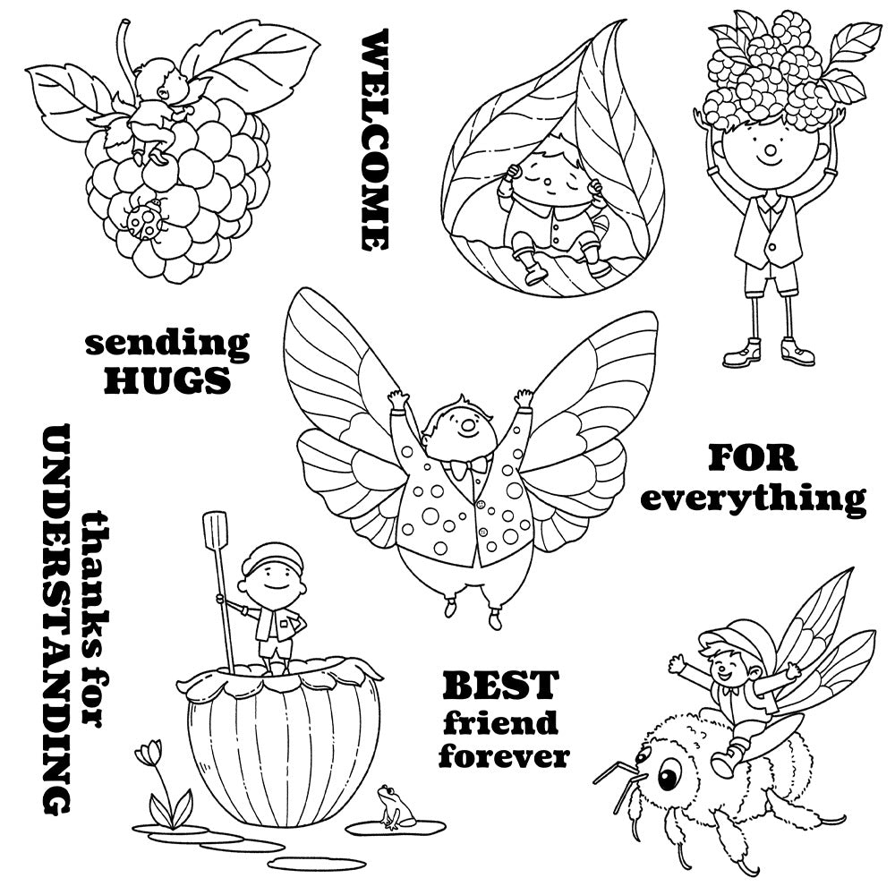 Plum and Little Man Clear Stamps