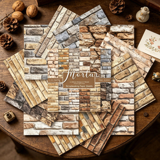 24PCS 6" Stone Wall Scrapbook Paper & Cardstock