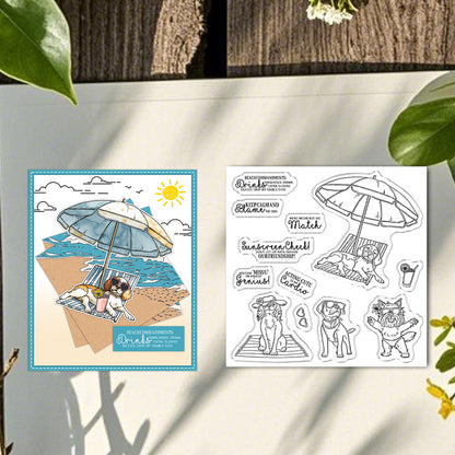 Puppy Beach Vacation Clear Stamps