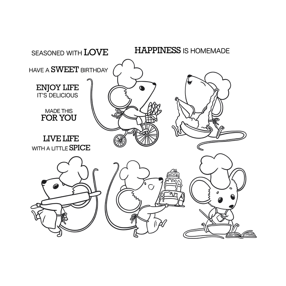 Cute Pastry Chef Mouse Dies & Stamps Set