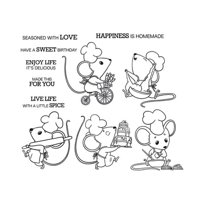 Cute Pastry Chef Mouse Dies & Stamps Set