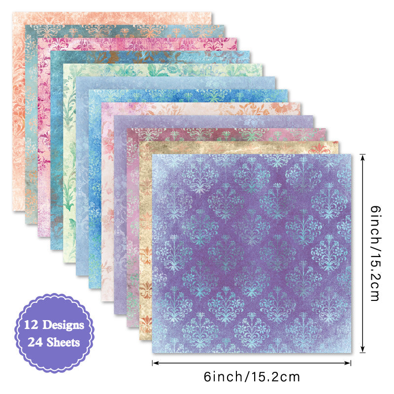 24PCS 6" Damask Scrapbook Paper & Cardstock