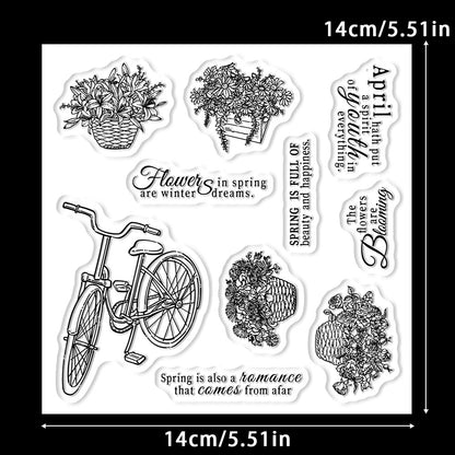 Bicycle Flower Basket Clear Stamps