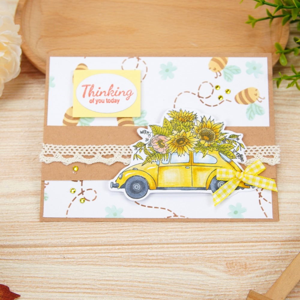 Sunflowers and Cars Clear Stamps