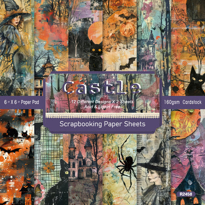24PCS 6" Castle Scrapbook Paper & Cardstock
