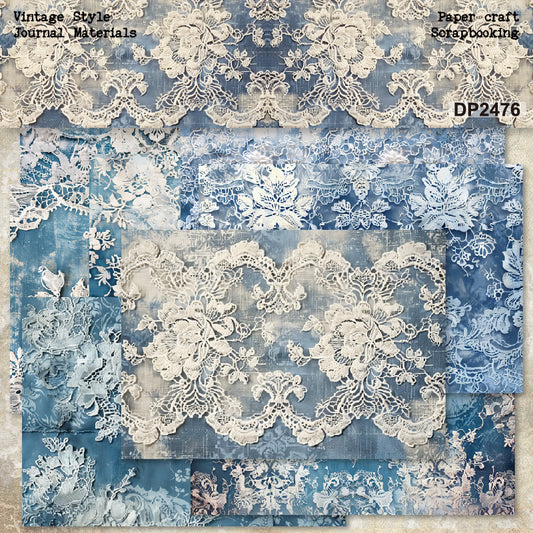 A5 Denim Lace Journal Scrapbook Paper