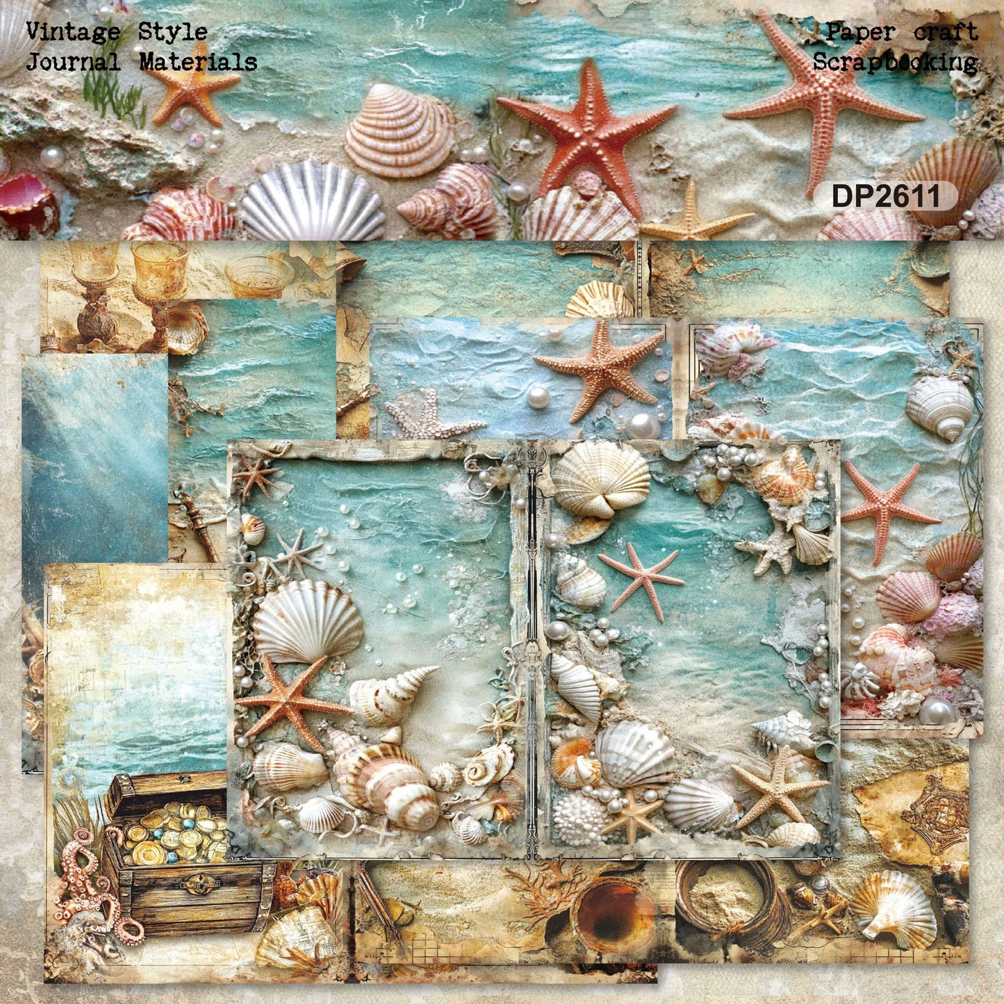 A5 Beach Shellfish Journal Scrapbook Paper