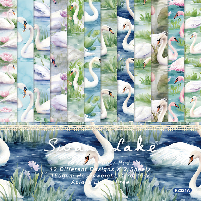 24PCS 6" Swan Lake Scrapbook Paper & Cardstock