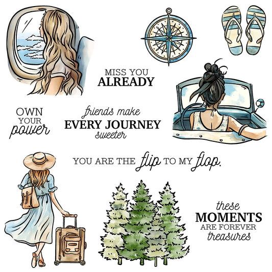 Travel Girl Clear Stamps