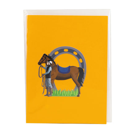 3D Creative Equestrian Competition Pop-Up Card