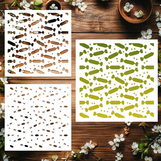 2 PCS Candy Pattern DIY Painting Hollow Stencil