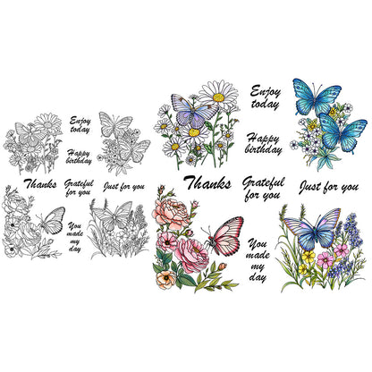 Butterfly Flowers Clear Stamps
