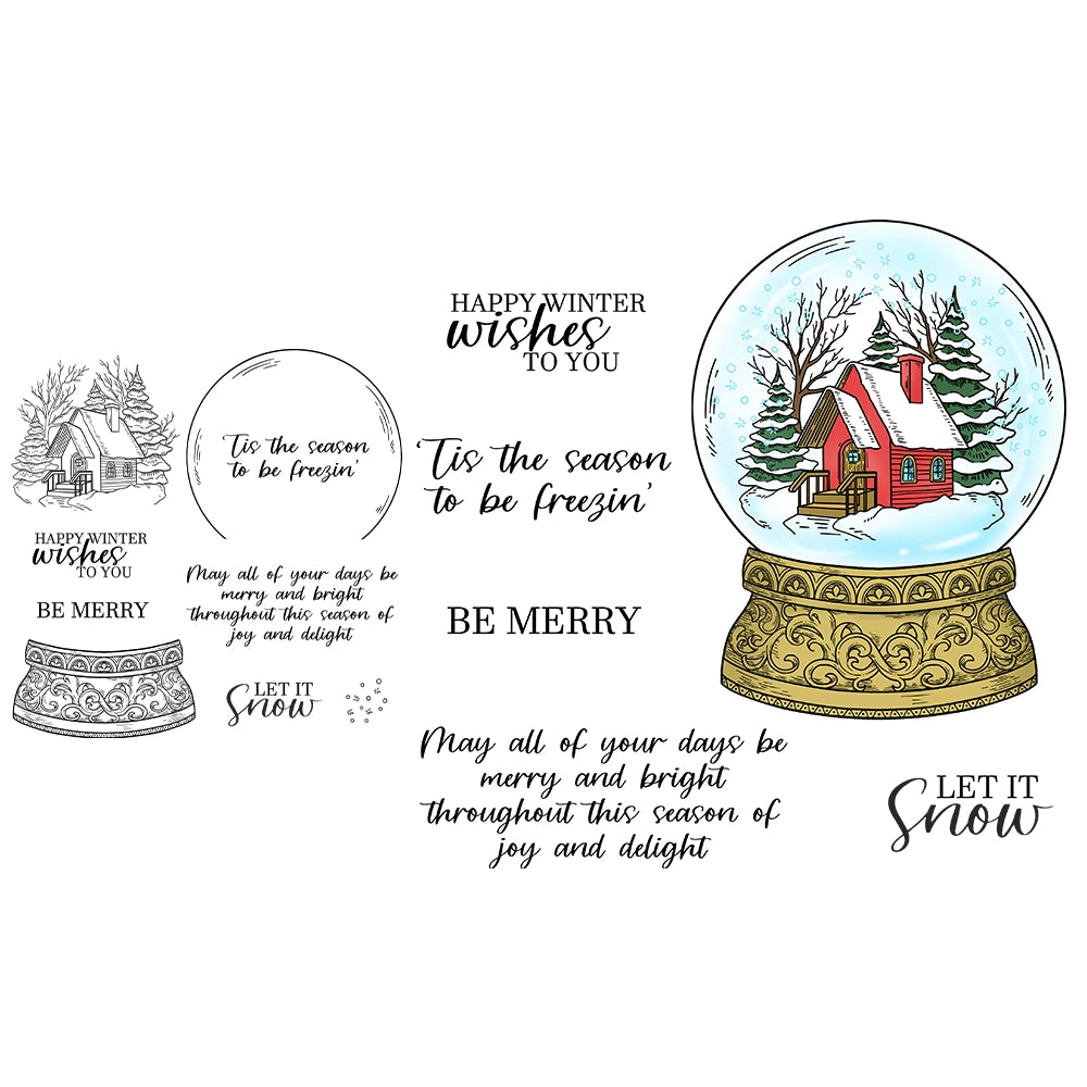 Winter Christmas Crystal Ball Dies & Stamps Set