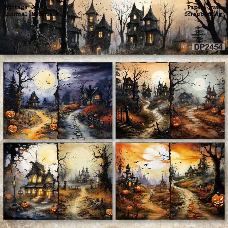 A5 Halloween Haunted House Scrapbook Paper