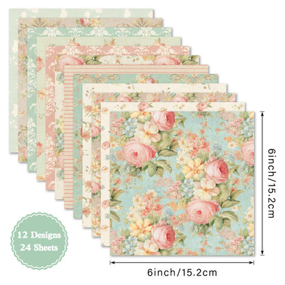 24PCS 6" Elegant Scrapbook Paper & Cardstock