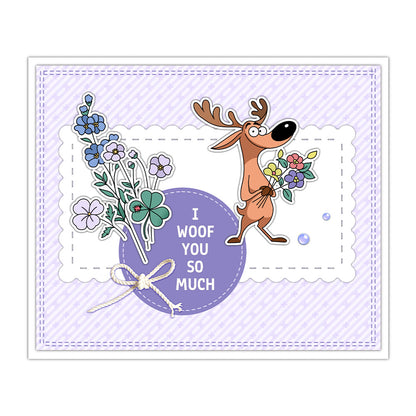 Animals Holding Flowers Dies & Stamps Set