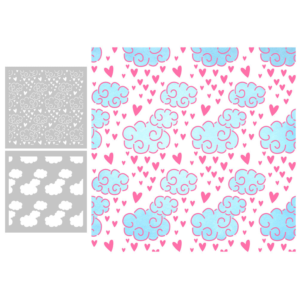 2 PCS Cloud Heart Pattern DIY Painting Hollow Stencil