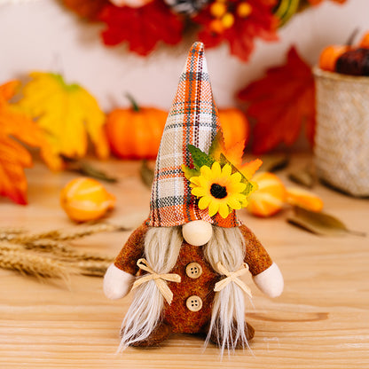 Thanksgiving Plush Doll Decorations with Sunflower Maple Leaves